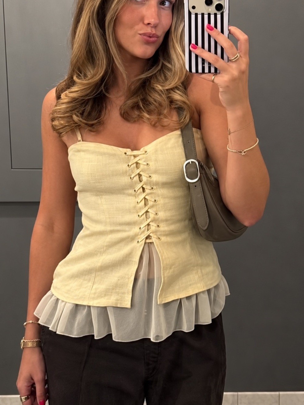 Reformation Colette Linen Corset Top